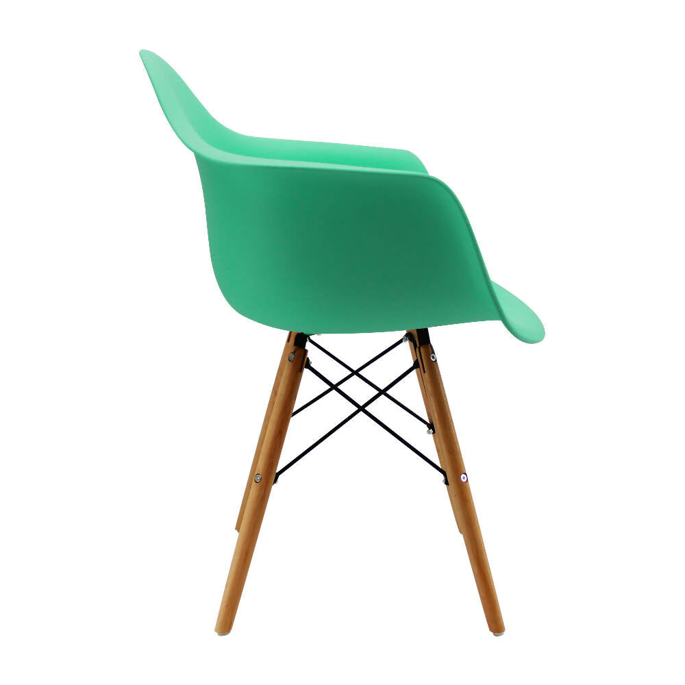 Kit por 2 Silla Eames Con Brazos Patas en Madera - Verde Menta