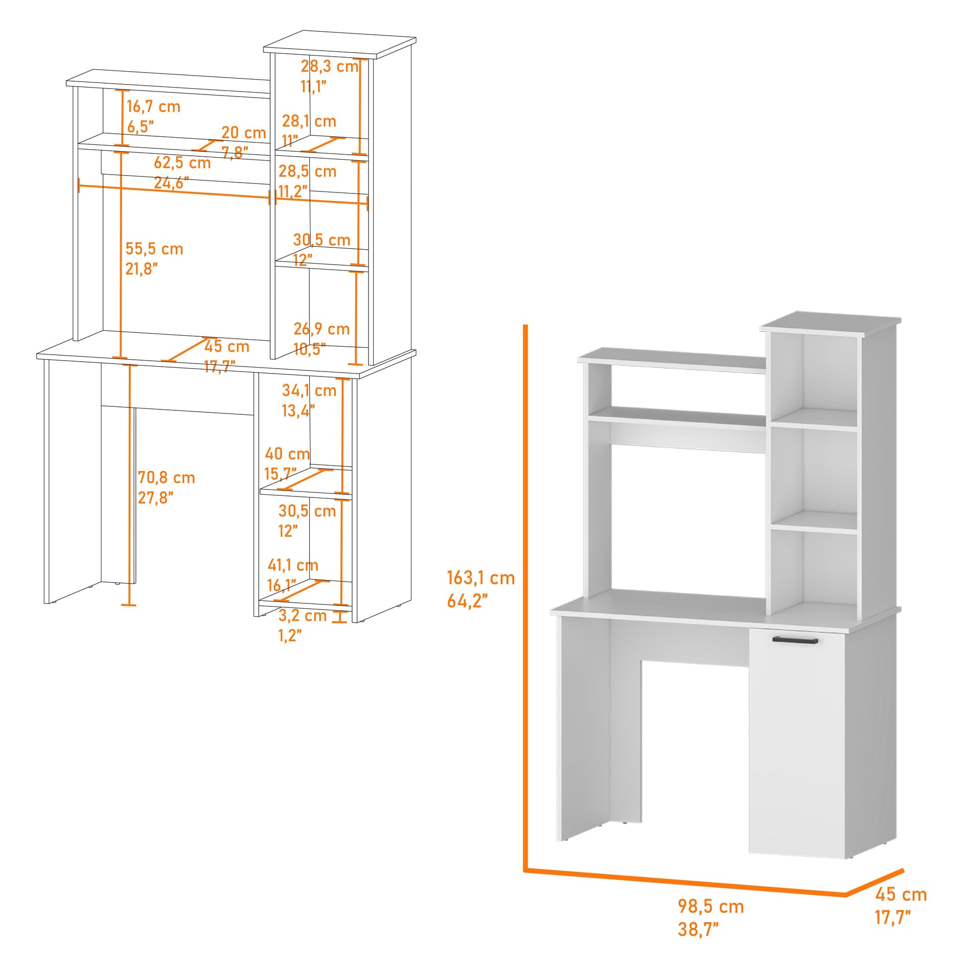 Escritorio Sivak, Blanco, con Una Puerta Abatible y Espacio para Ubicar Objetos ZF - VIRTUAL MUEBLES