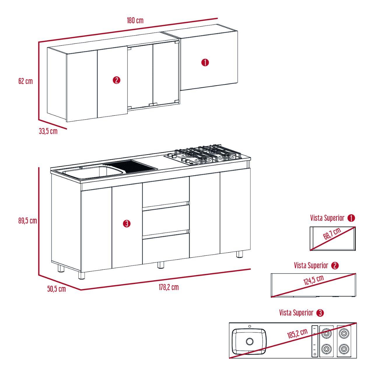 Cocina Integral Polux color Miel y Blanco.