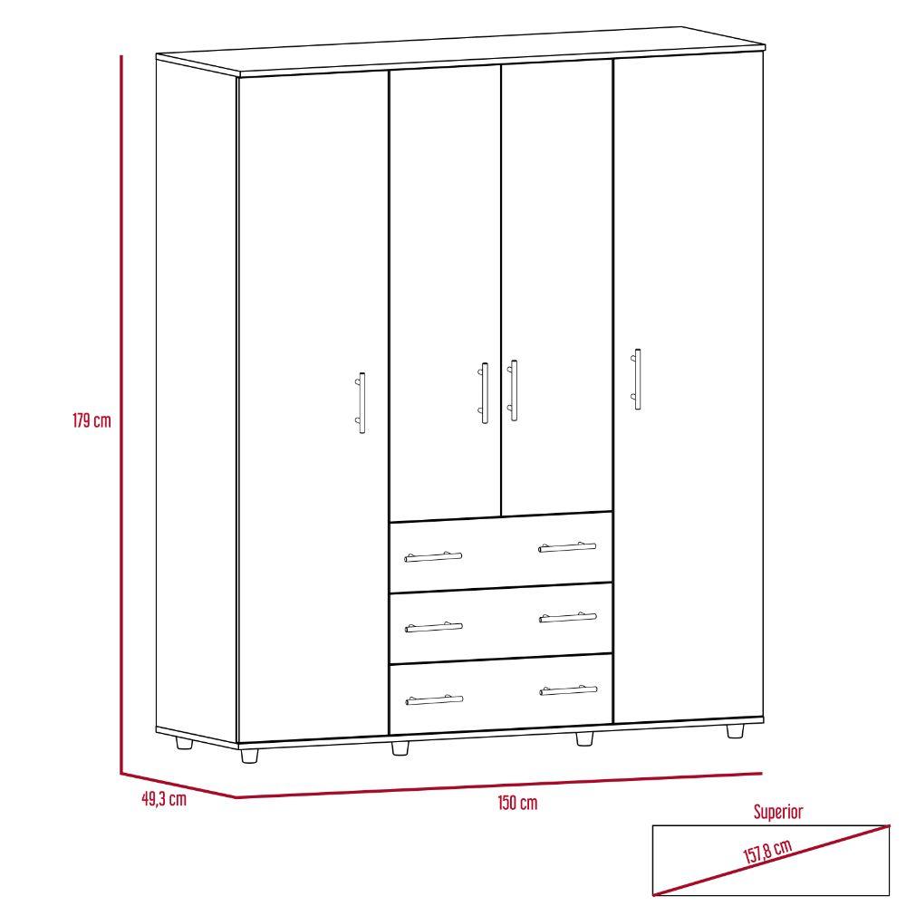 Closet Fontana, Chocolate y Blanco, con Cuatro Tubos Para Colgar Ropa y Zapatero En La Parte Inferior - VIRTUAL MUEBLES