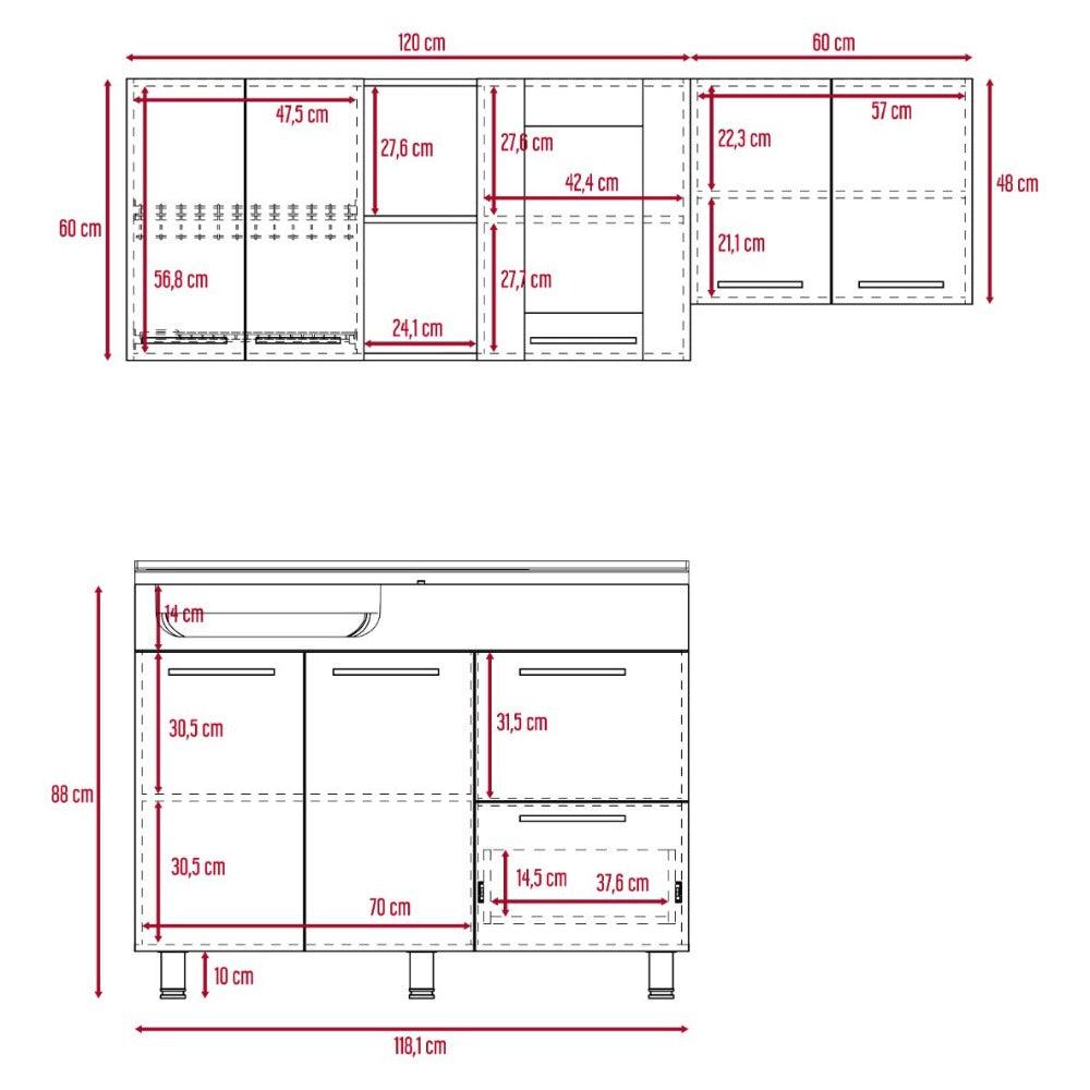 Cocina Integral Kiret color Avellana y Blanco.