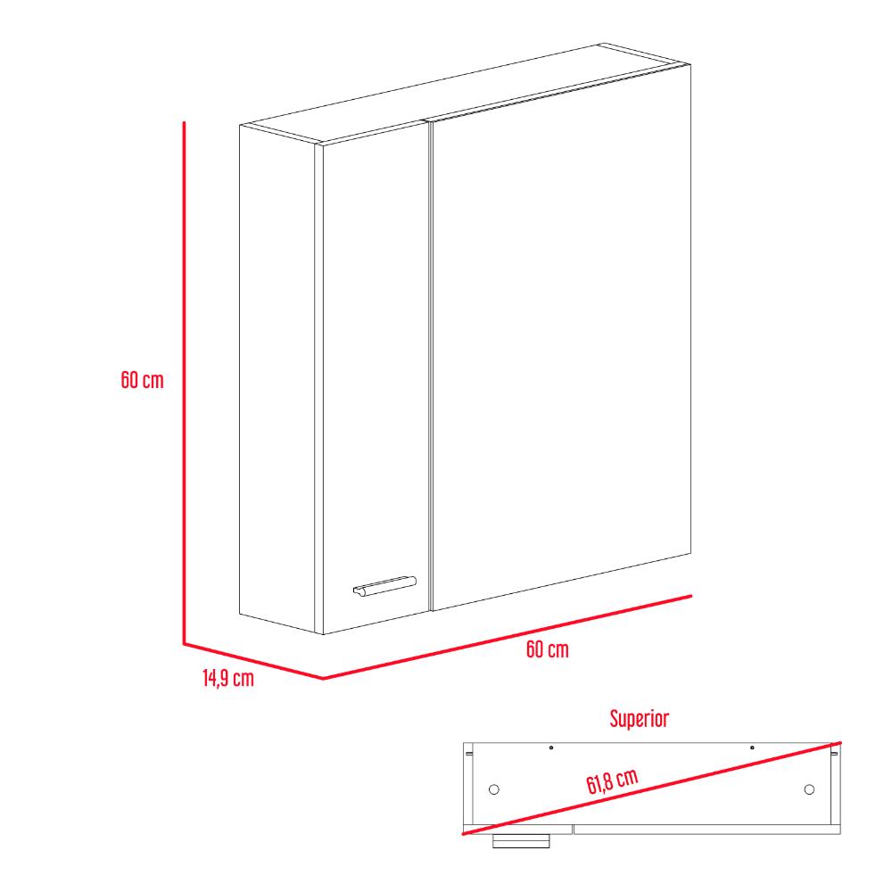 Gabinete de Baño Caribe, Blanco, con Espejo Biselado de Buen Tamaño y Varios Entrepaños