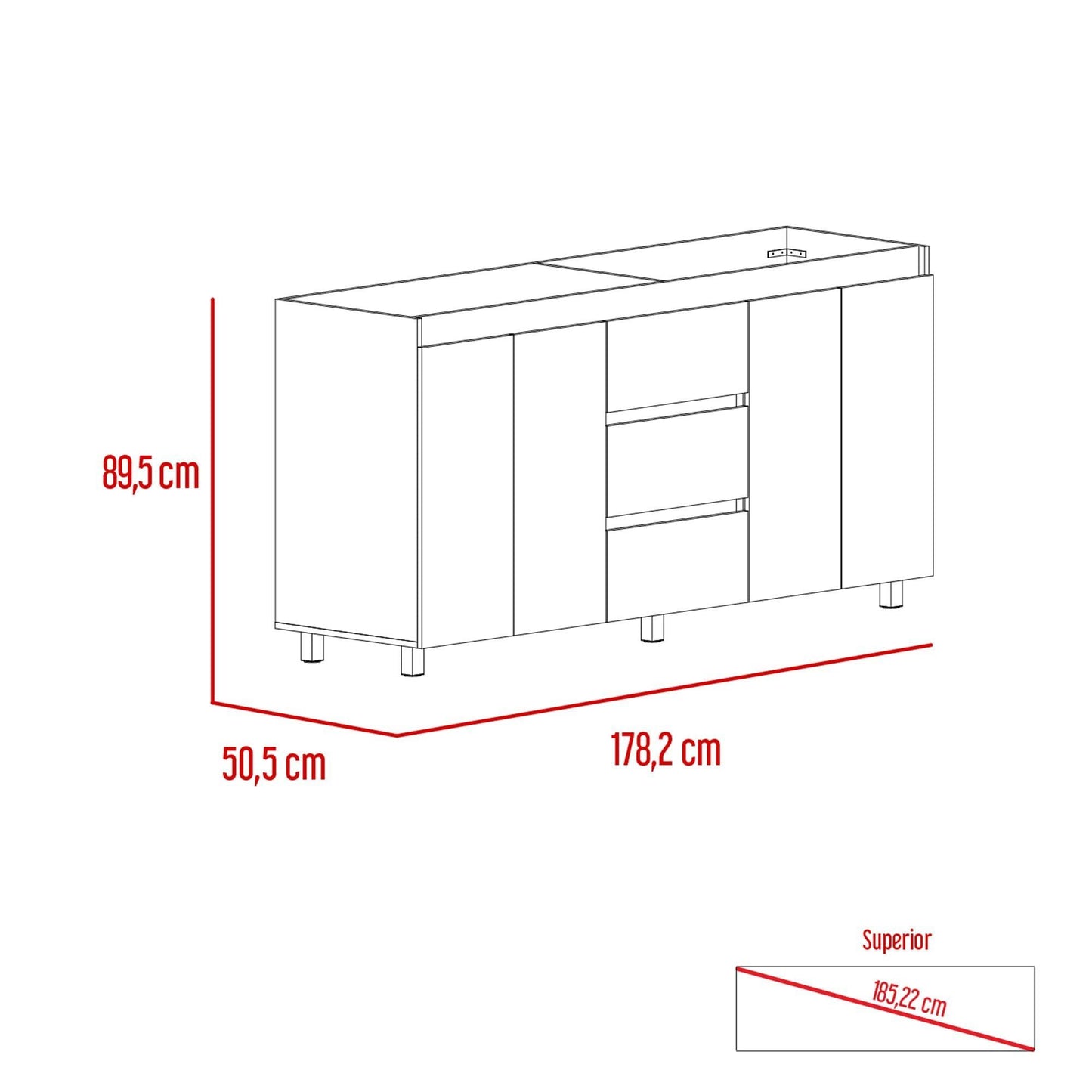 Gabinete Inferior Vixmo color Nogal y Blanco para Cocina.