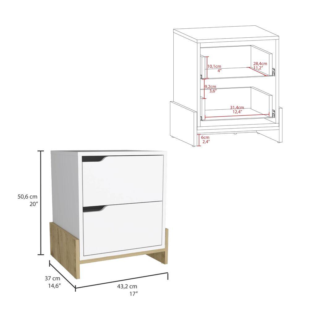 Mesa de Noche Galanto, Blanco Nevado y Macadamia, con Una Puerta Batiente ZF - VIRTUAL MUEBLES