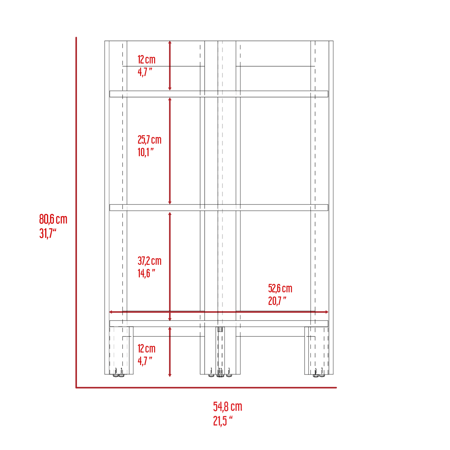 Mesa Auxiliar Esquinera, Athos, Blanco, con Tres Entrepaños - VIRTUAL MUEBLES