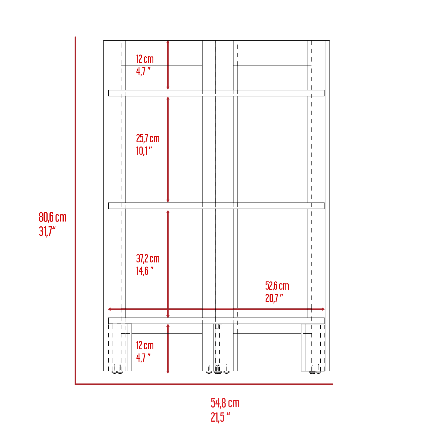 Mesa Auxiliar Esquinera, Athos, Blanco, con Tres Entrepaños - VIRTUAL MUEBLES