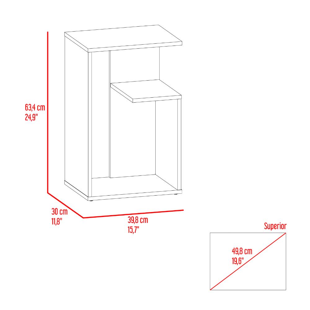 Mesa Auxiliar Evert, Castaño y Blanco, con diseño moderno y espacio para ubicar objetos
