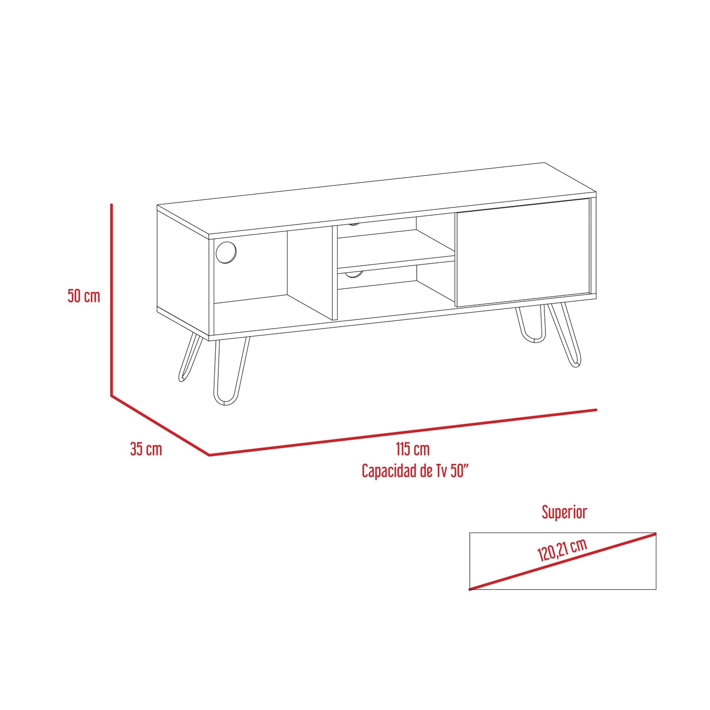 Mesa Para Tv Rony, Nogal, con Espacio Para Televisor de Hasta 50 Pulgadas ZF - VIRTUAL MUEBLES