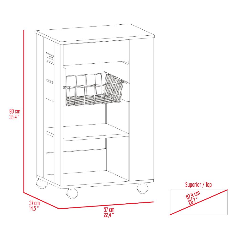 Organizador de Cocina Alhena, Blanco y Moca, con Entrepaños Para Ubicar Elementos de Cocina