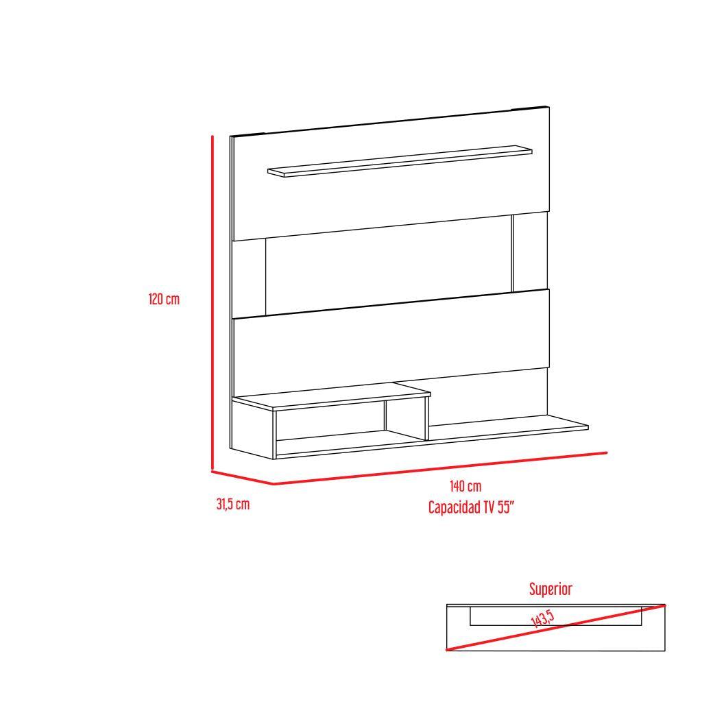 Panel para TV Ascher color Wengue para Sala.