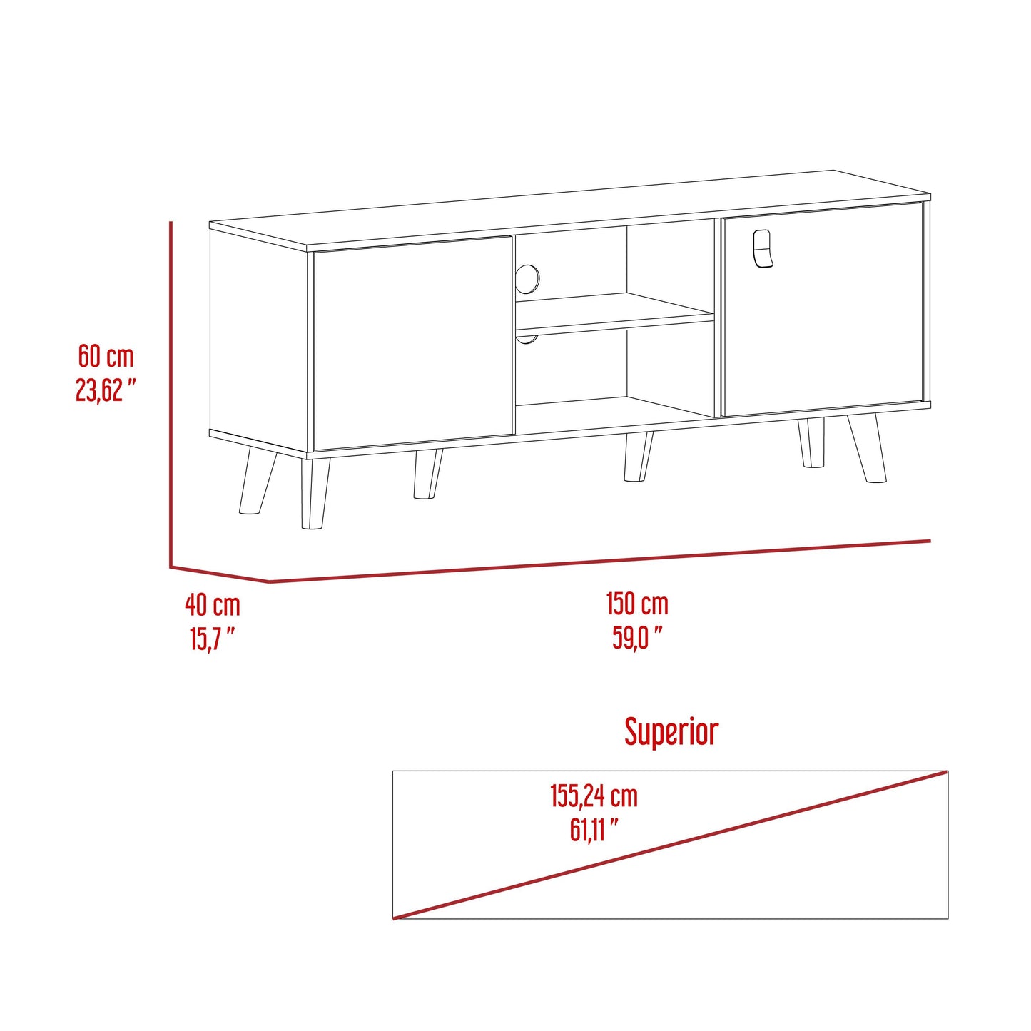 Mesa de Tv Mirabella, Cocoa, con Espacio Para Televisor de Hasta 65 Pulgadas y Varios Entrepaños - VIRTUAL MUEBLES