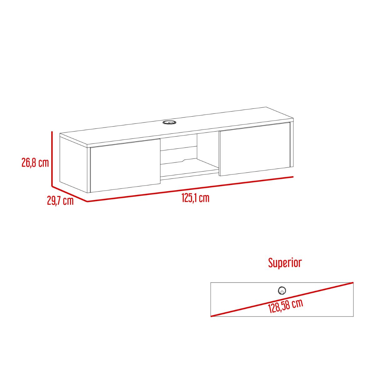 Mesa Para Tv Flotante Gleid, Blanca, con Dos Puertas Abatibles