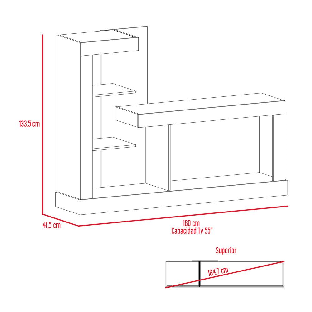 Mesa Para Tv Samir, Miel y Blanco, con Espacio Para Televisor de Hasta 55 Pulgadas - VIRTUAL MUEBLES