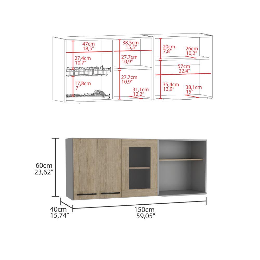 Gabinete Superior Frello color Beige y Gris para Cocina.