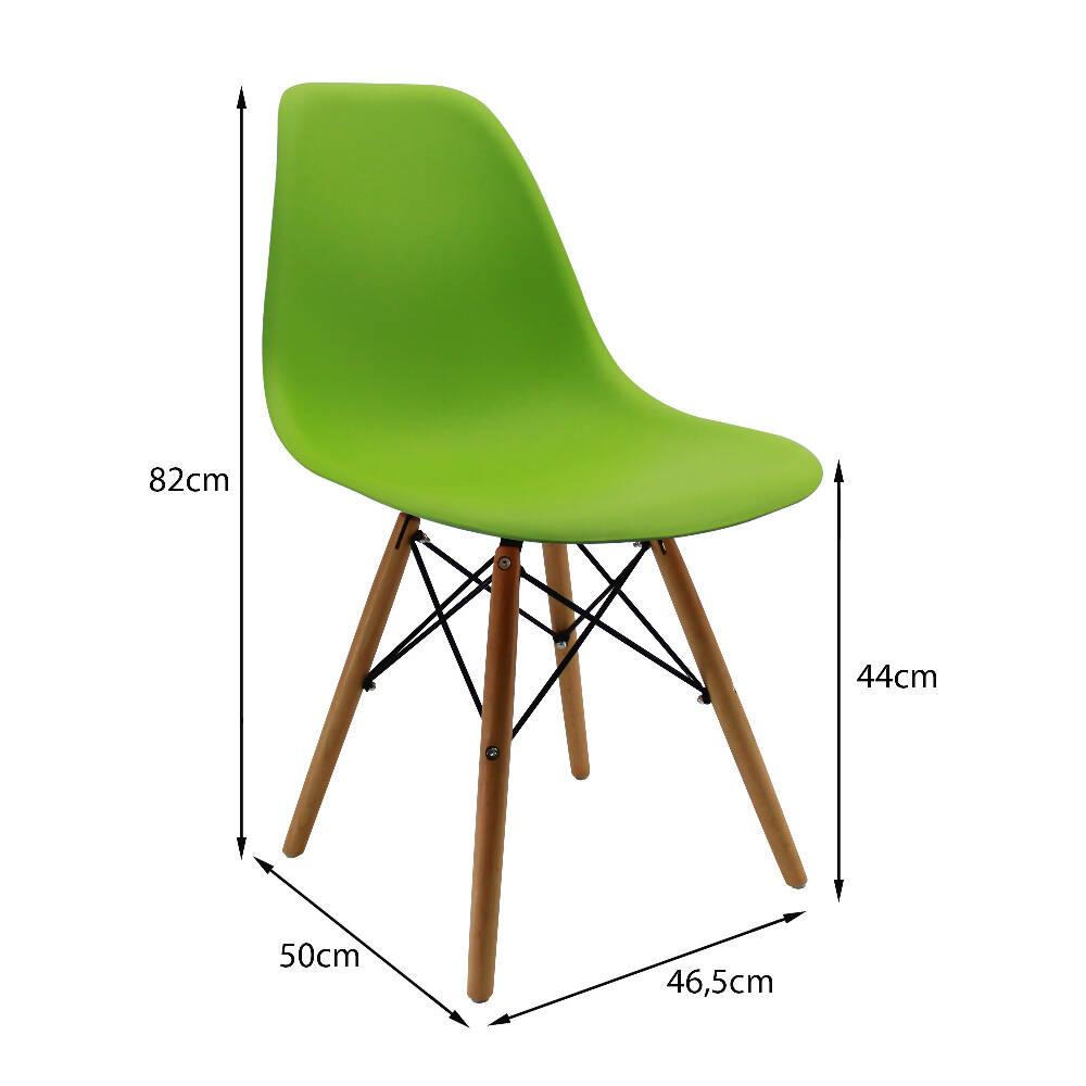 Kit por 6 sillas Eames Patas En Madera para comedor, sala, restaurante - Verde - VIRTUAL MUEBLES