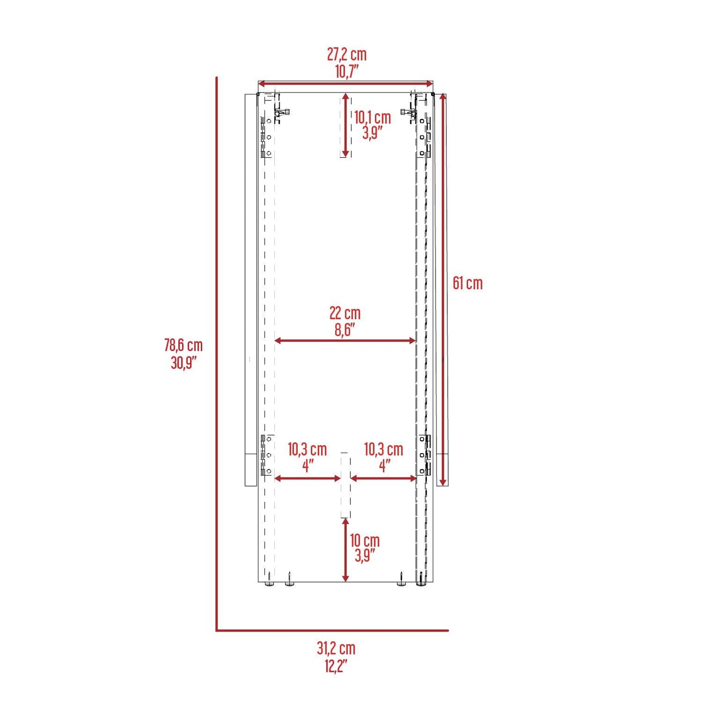 Mesa Auxiliar de Cocina Plegable Merida, Blanco y Macadamia, con Amplia Superficie - VIRTUAL MUEBLES