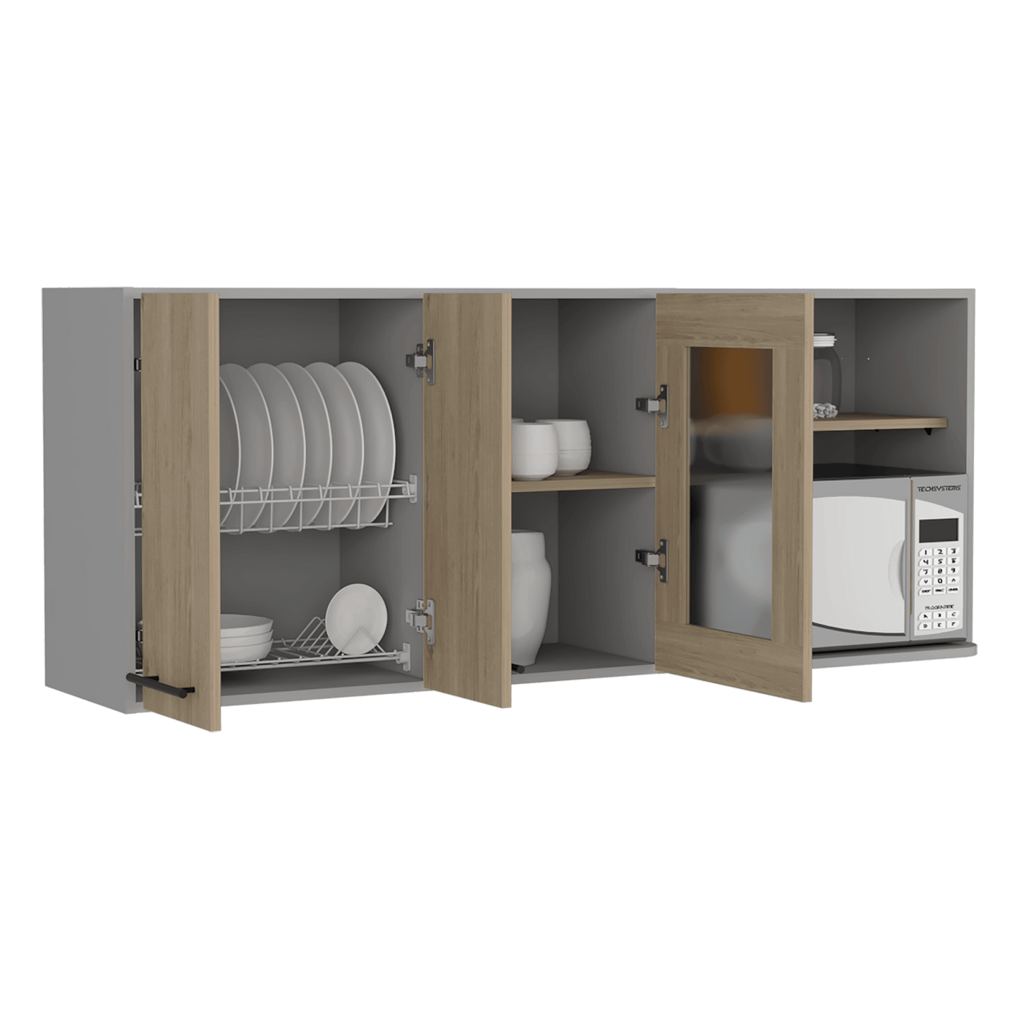 Gabinete Superior Kazán, Beige y Gris, con Gran Capacidad de Almacenamiento - VIRTUAL MUEBLES