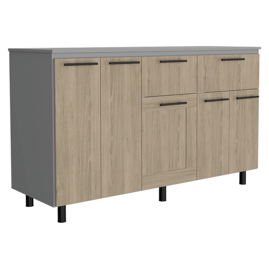 Gabinete Inferior Kazán, Beige y Gris, con Gran Capacidad de Almacenamiento - VIRTUAL MUEBLES