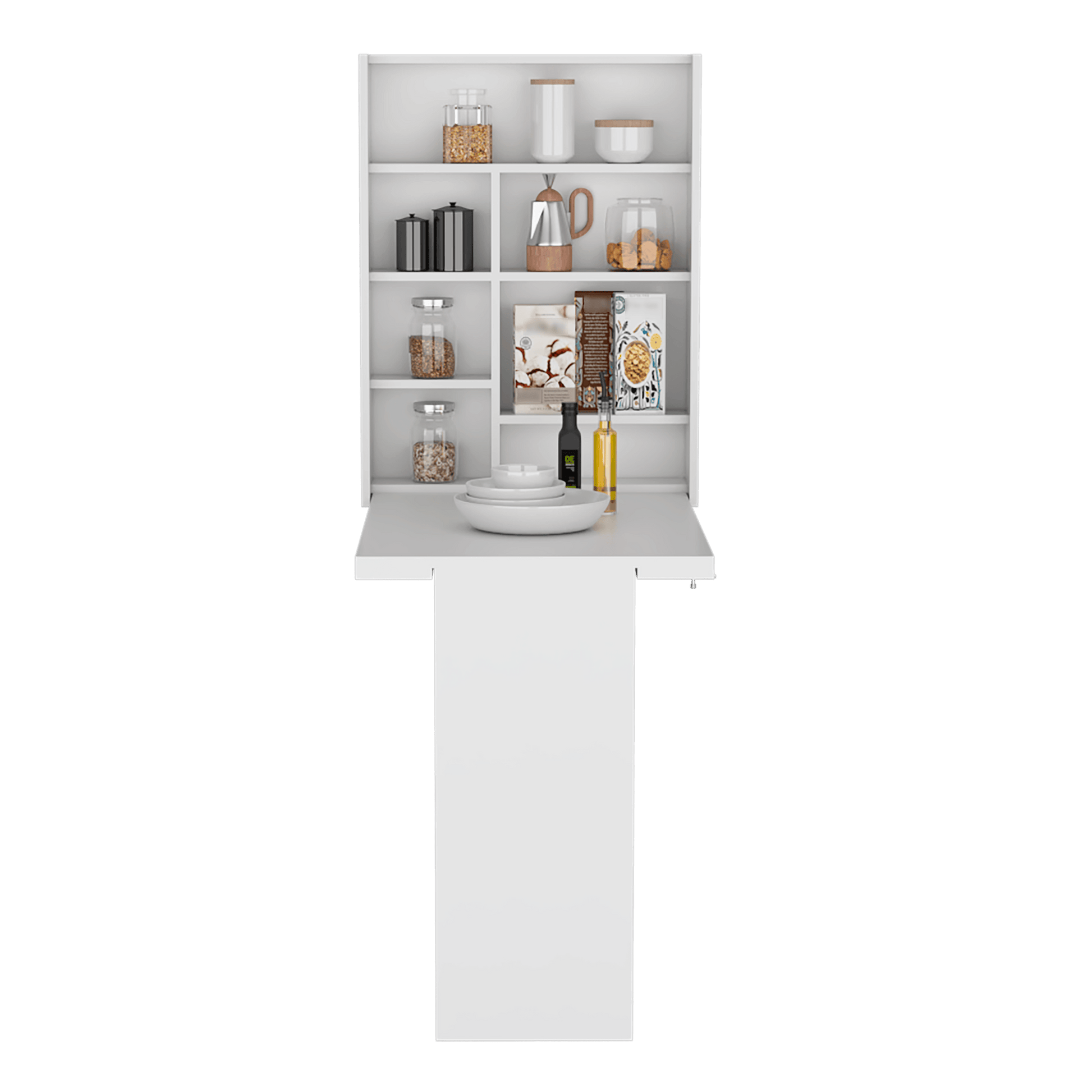 Mesa Auxiliar Vetta, Blanco, para Empotrar a la Pared y Amplia Superficie ZF - VIRTUAL MUEBLES