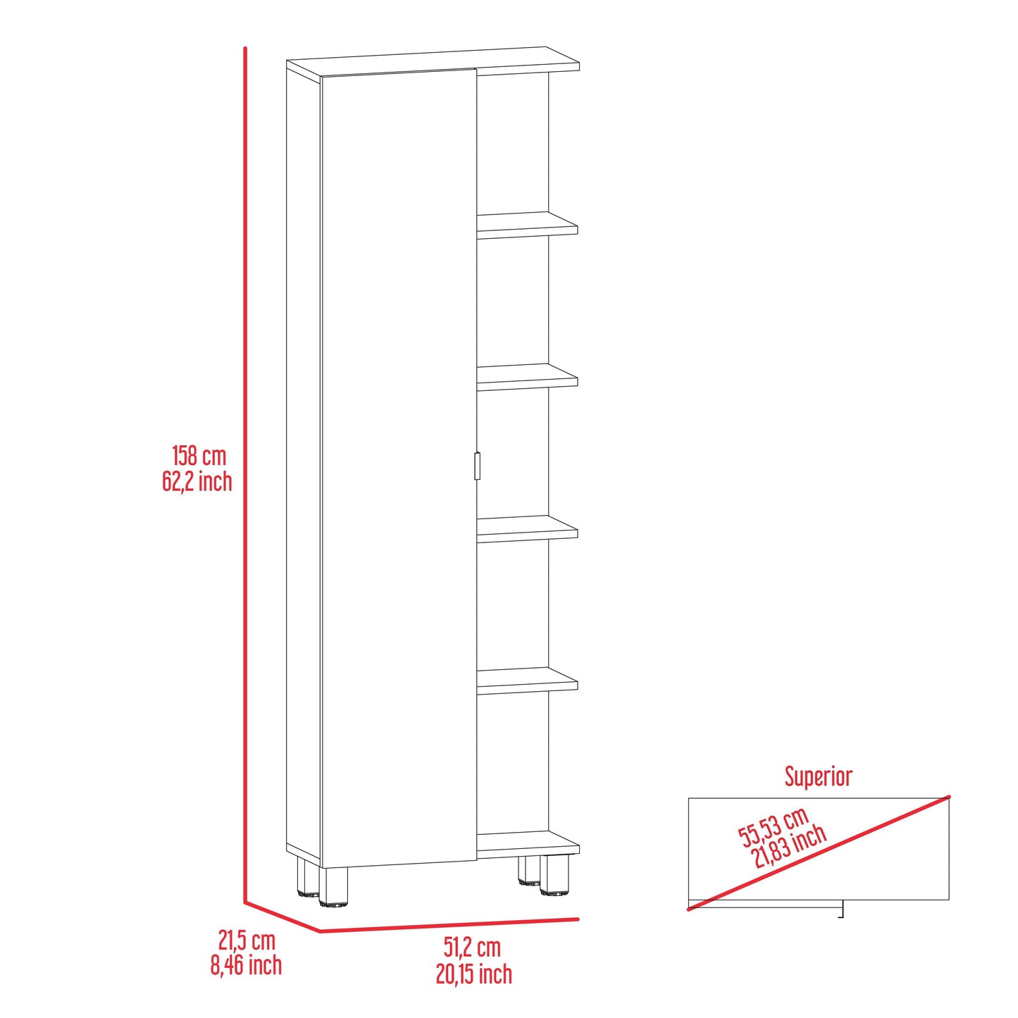 Estantería de Baño Mulán, Blanco, con Cinco Entrepaños ZF - VIRTUAL MUEBLES