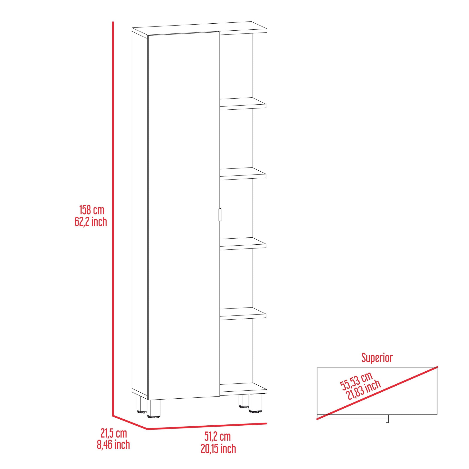 Estantería de Baño Mulán, Blanco, con Cinco Entrepaños ZF - VIRTUAL MUEBLES