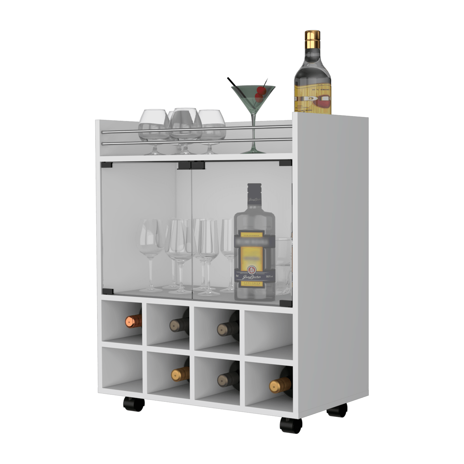 Bar Archipiélago, Blanco, con espacio para organizar licores u objetos decorativos ZF - VIRTUAL MUEBLES