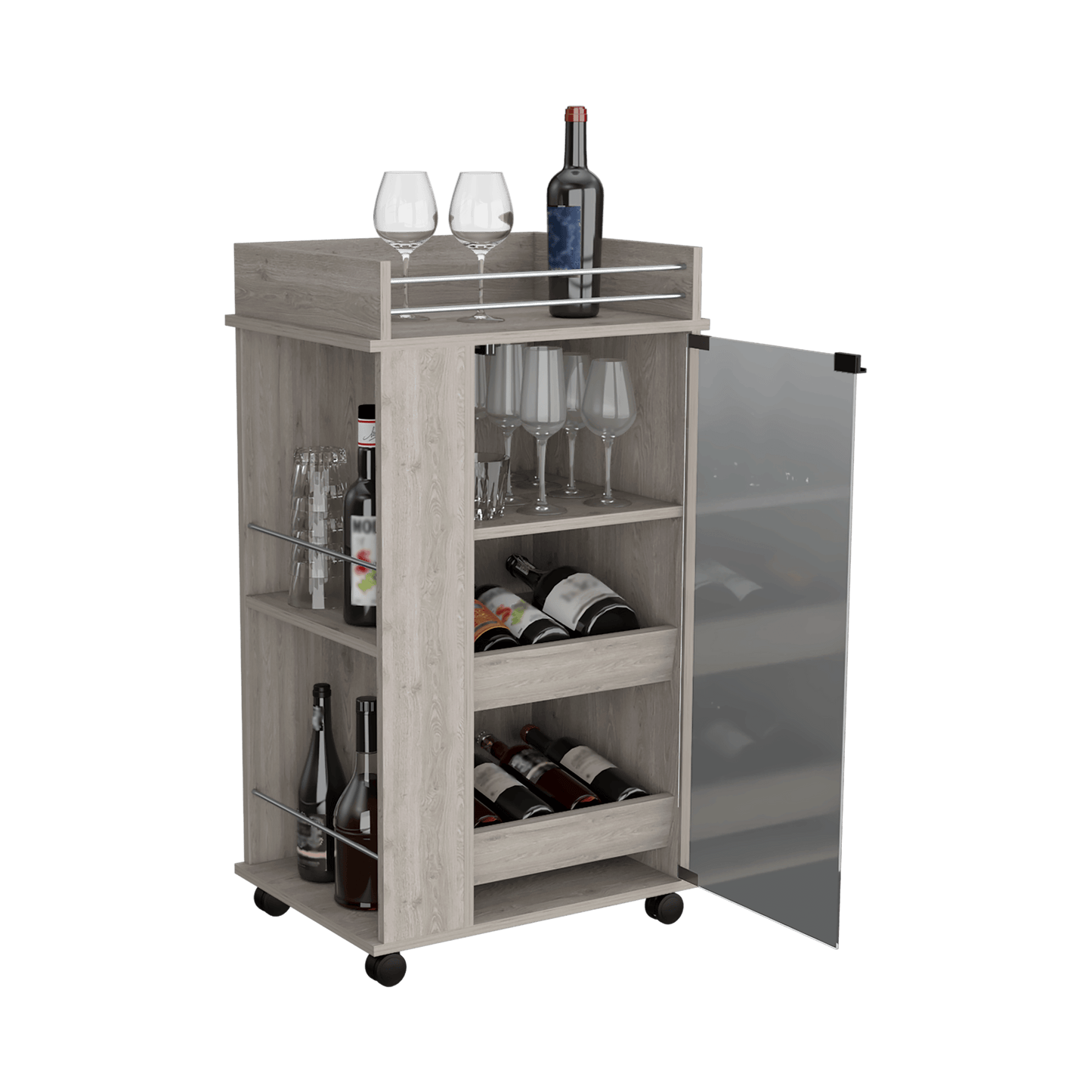 Bar Spirit, Humo, con Amplios Espacios Para Ubicar Copas y Botellas ZF - VIRTUAL MUEBLES