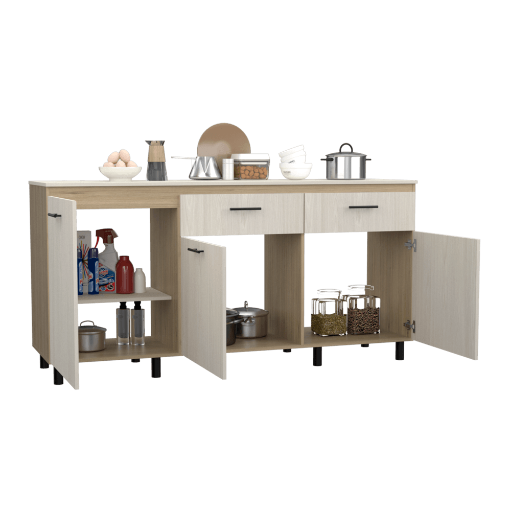 Gabinete Inferior Kazán, Beige y Nevado, con Gran Capacidad de Almacenamiento - VIRTUAL MUEBLES