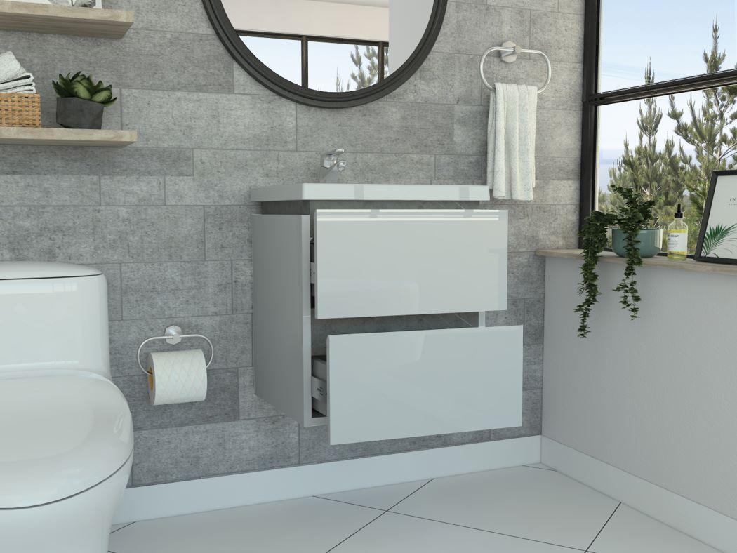 Mueble Lavamanos Pontus color Piedra y Gris para Baño.