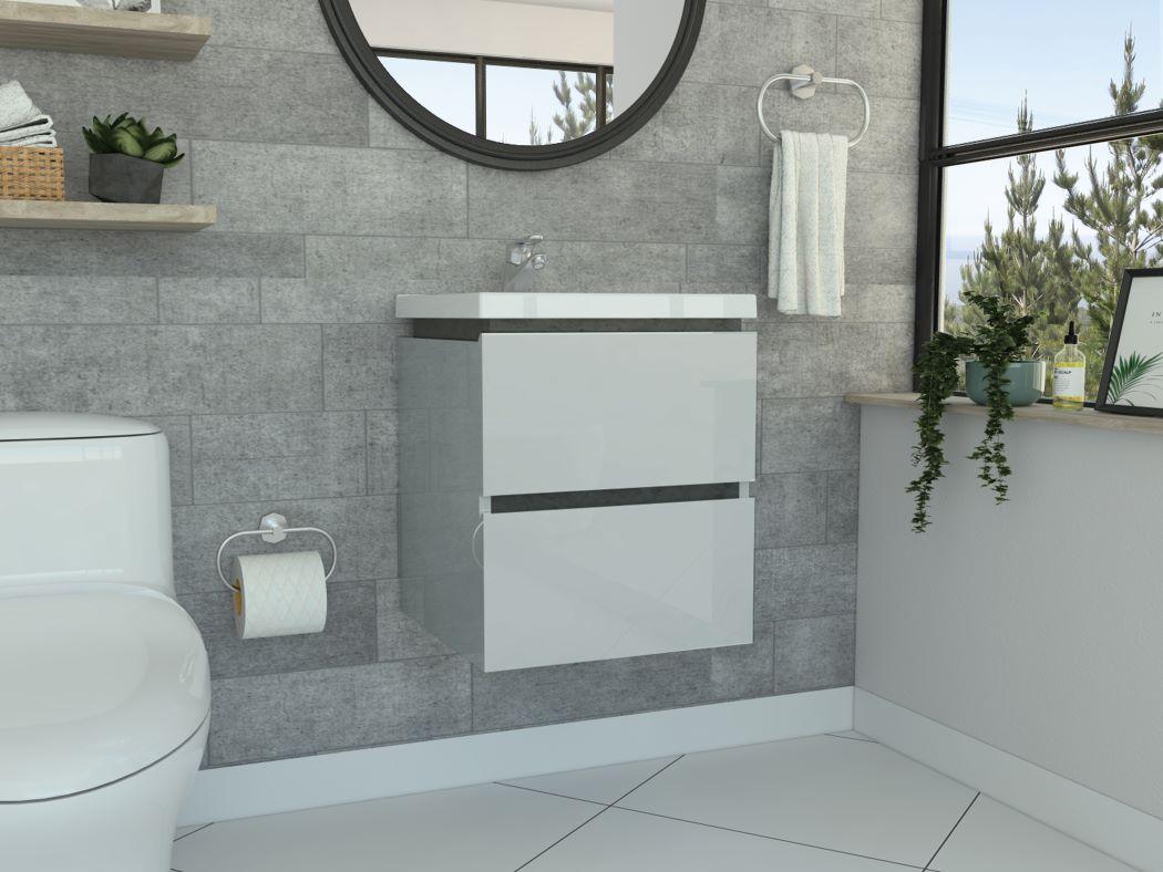 Mueble Lavamanos Pontus color Piedra y Gris para Baño.