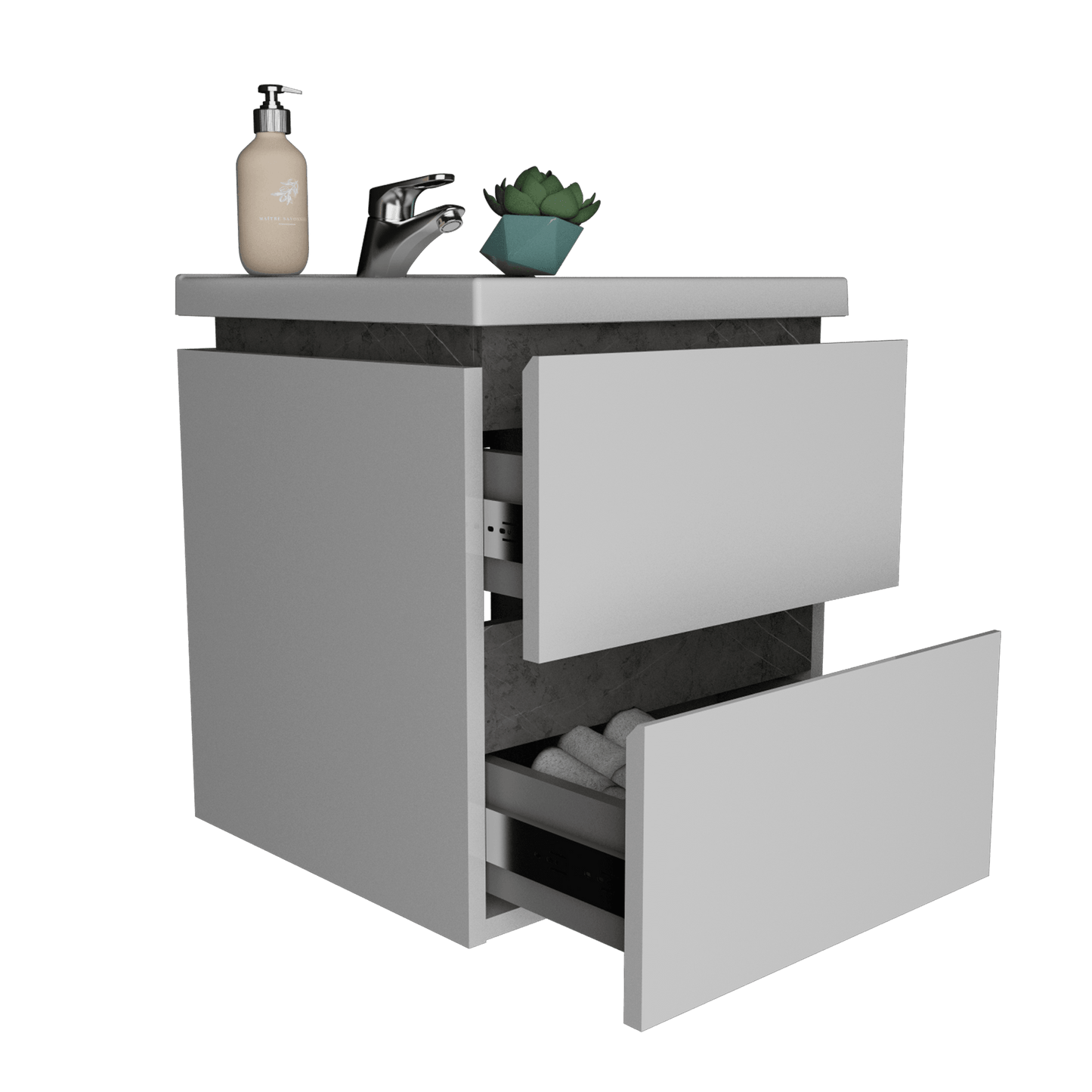 Mueble Lavamanos Pontus color Piedra y Gris para Baño.