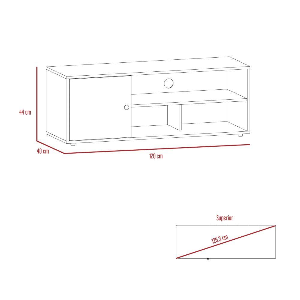 Mesa Para Tv Noah, Macadamia y Blanco Vainilla, con Variedad de Entrepaños - VIRTUAL MUEBLES