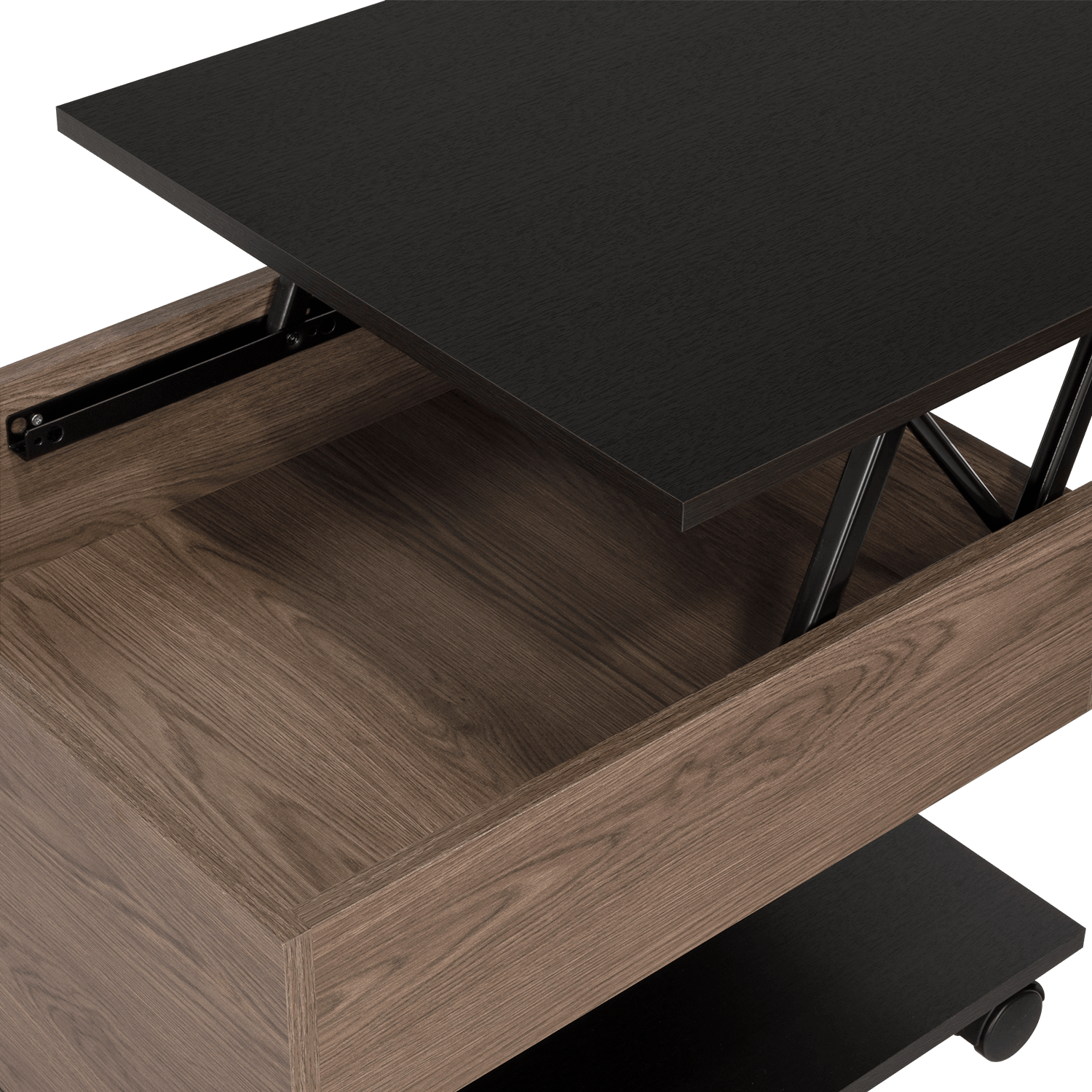 Mesa de Centro Salento, Chocolate y Wengue, con Un Cajón Interno Multiusos - VIRTUAL MUEBLES