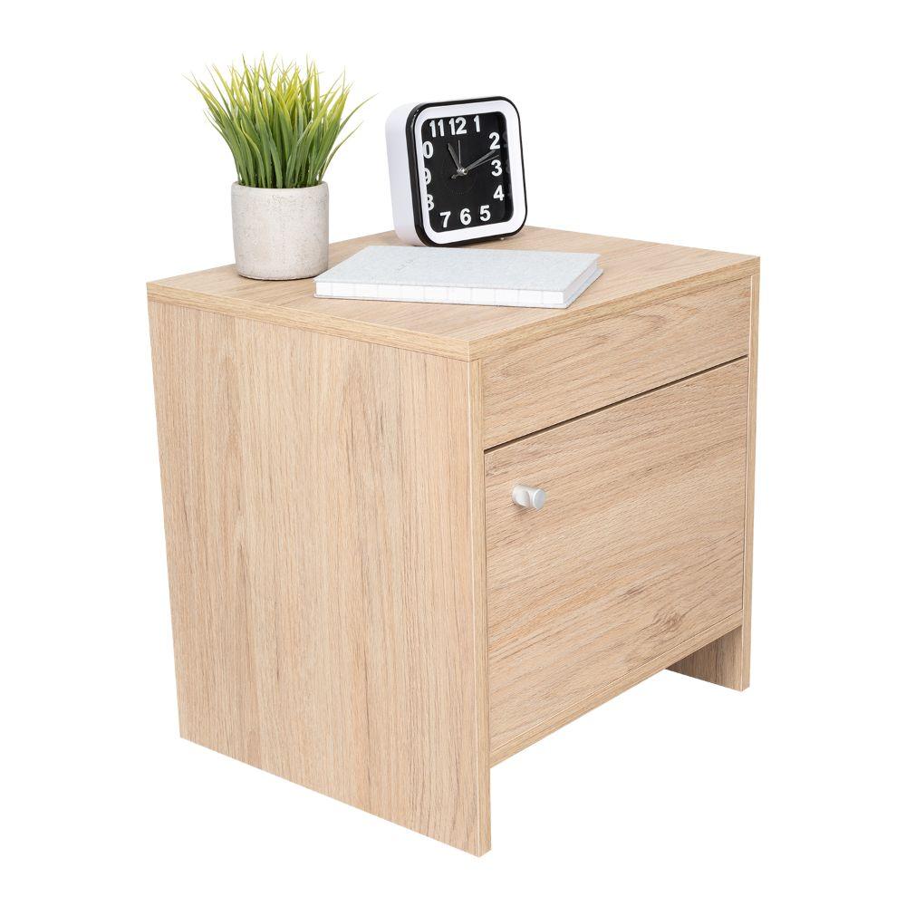 Mesa de Noche Tutto, Beige, con Cajón Para Guardar Objetos Ideal Para Espacios Reducidos - VIRTUAL MUEBLES