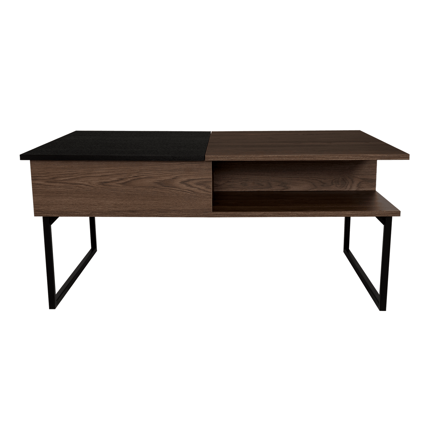 Mesa de Centro Salento, Chocolate y Wengue, con patas metálicas - VIRTUAL MUEBLES