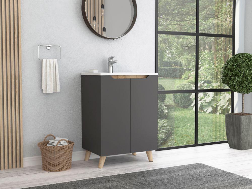 Mueble Lavamanos Apolis color Plata Para Baño.