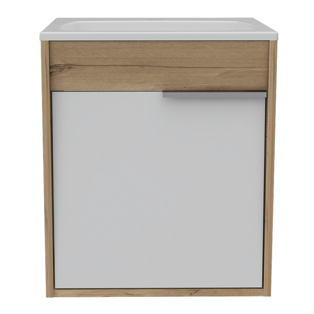 Mueble Lavamanos Burco color Cafe Claro Y Blanco Para Baño.