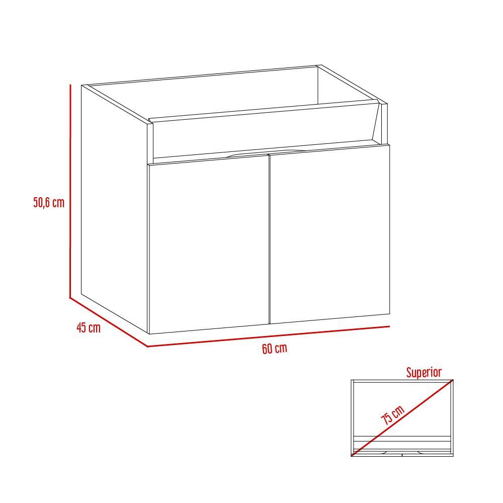 Mueble Lavamanos Udara, Chocolate y Cocoa, con Dos Puertas Batientes 60 - VIRTUAL MUEBLES