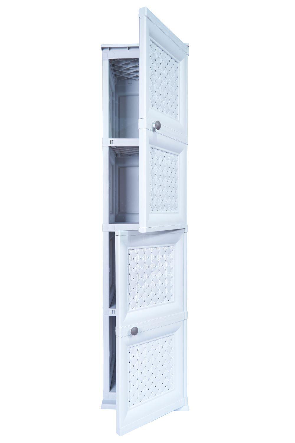 Mueble Organizador Elegance Donatello Rattan color Blanco Marqueza para Habitación.