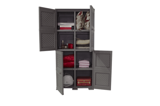 Mueble Organizador Elegance Rattan Da Vinci color Cocoa para Habitación.