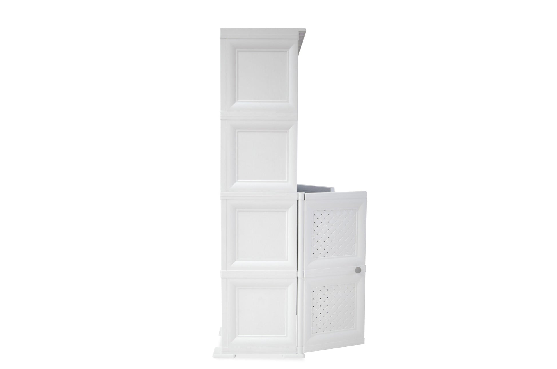 Mueble Organizador Elegance Rattan Monet color Blanco Perla para Habitación.