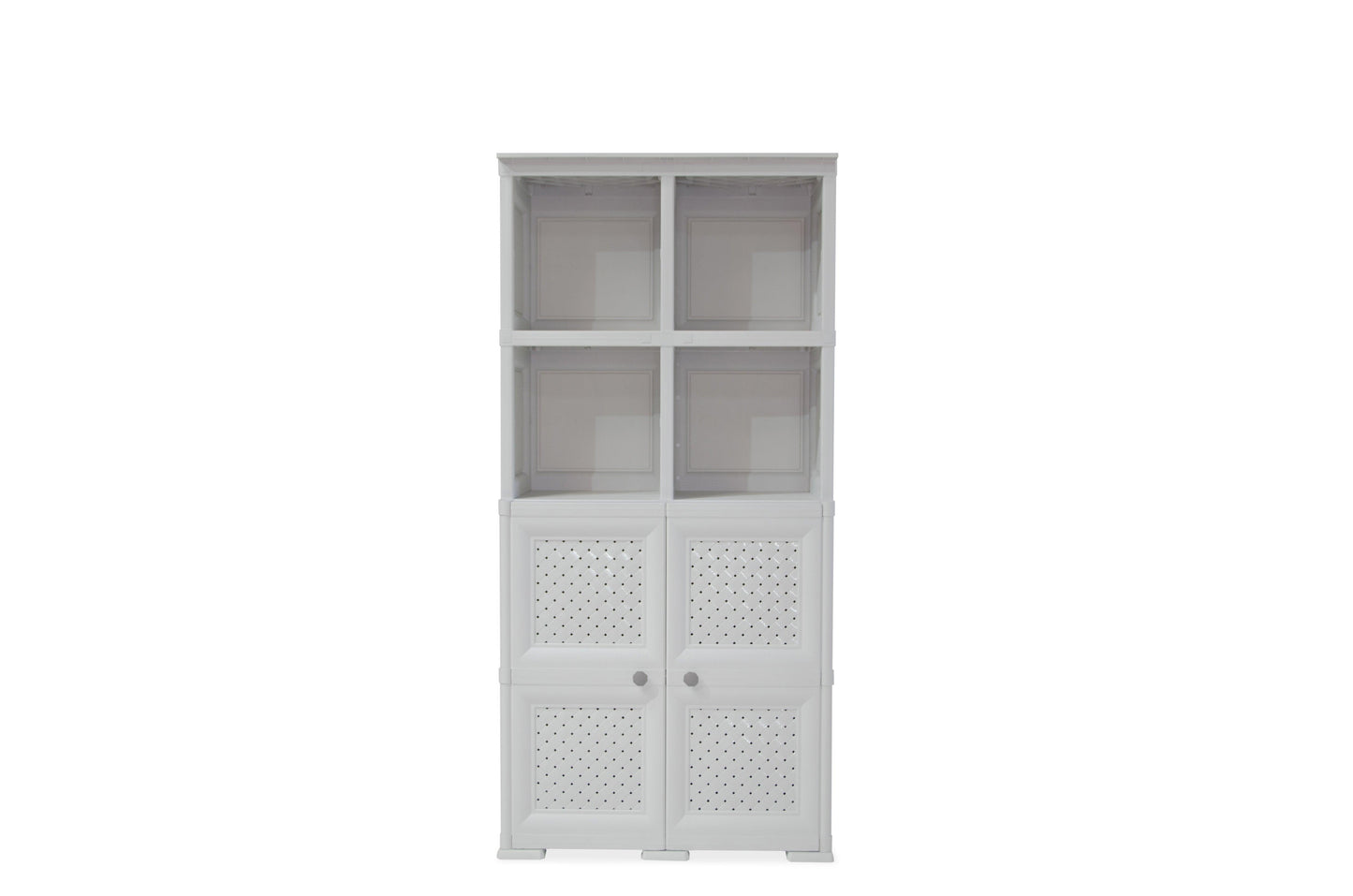 Mueble Organizador Elegance Rattan Monet color Blanco Perla para Habitación.