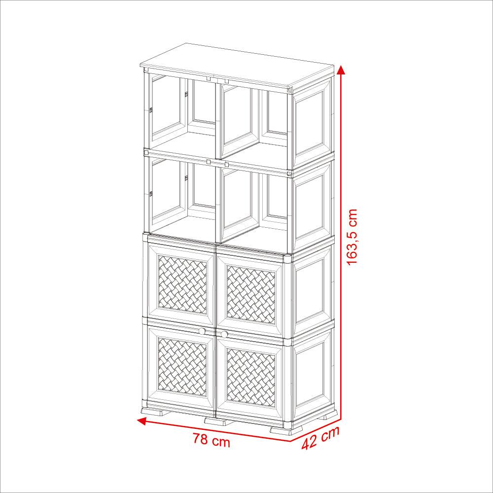 Mueble Organizador Elegance Rattan Monet color Blanco Perla para Habitación.