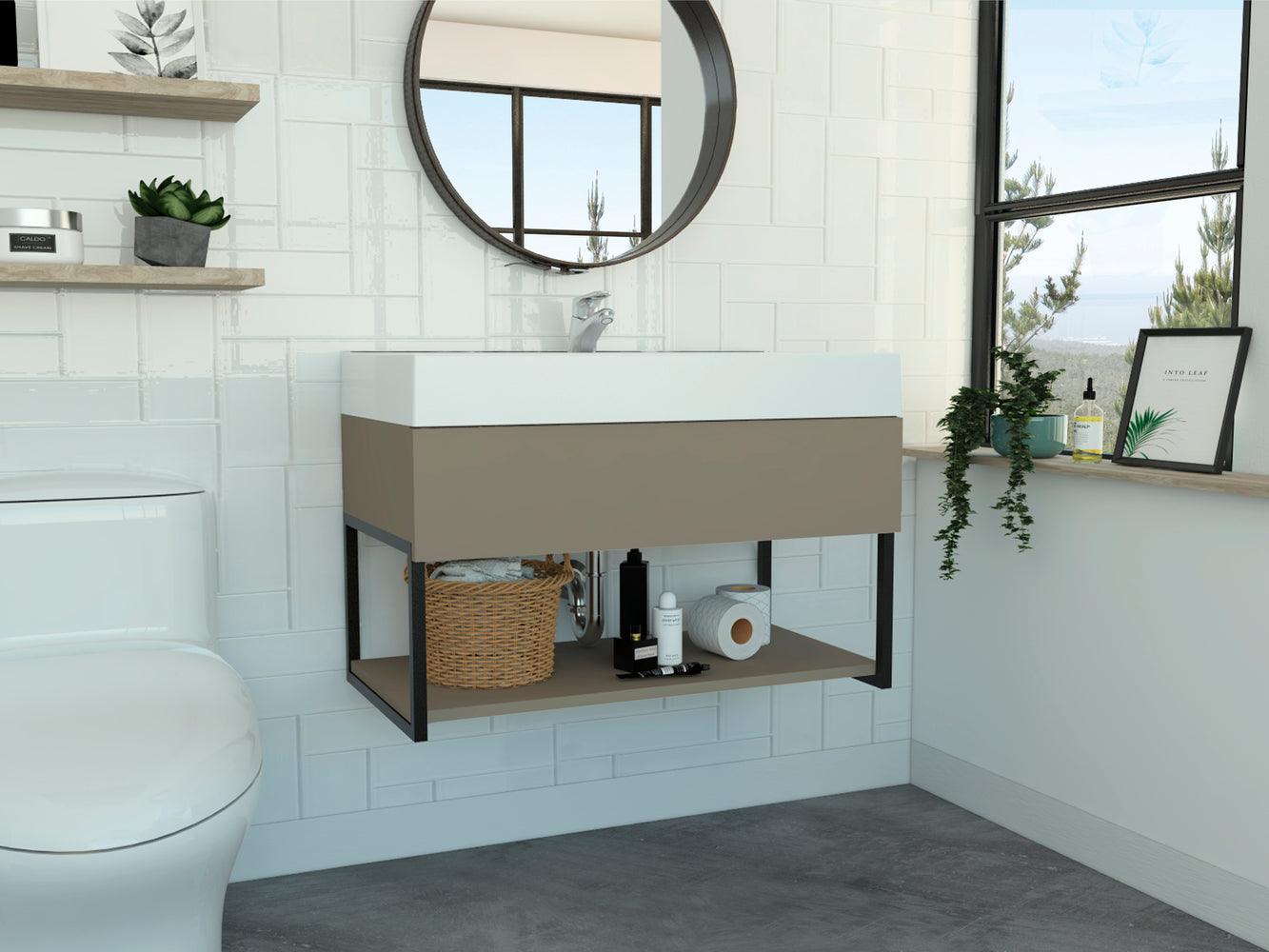 Mueble Lavamanos Zafi color Cocoa Para Baño.