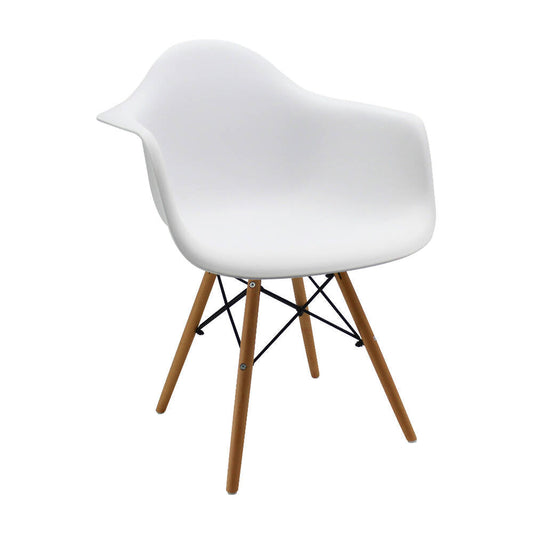 Silla Eames Con Brazos Patas en Madera - Blanca