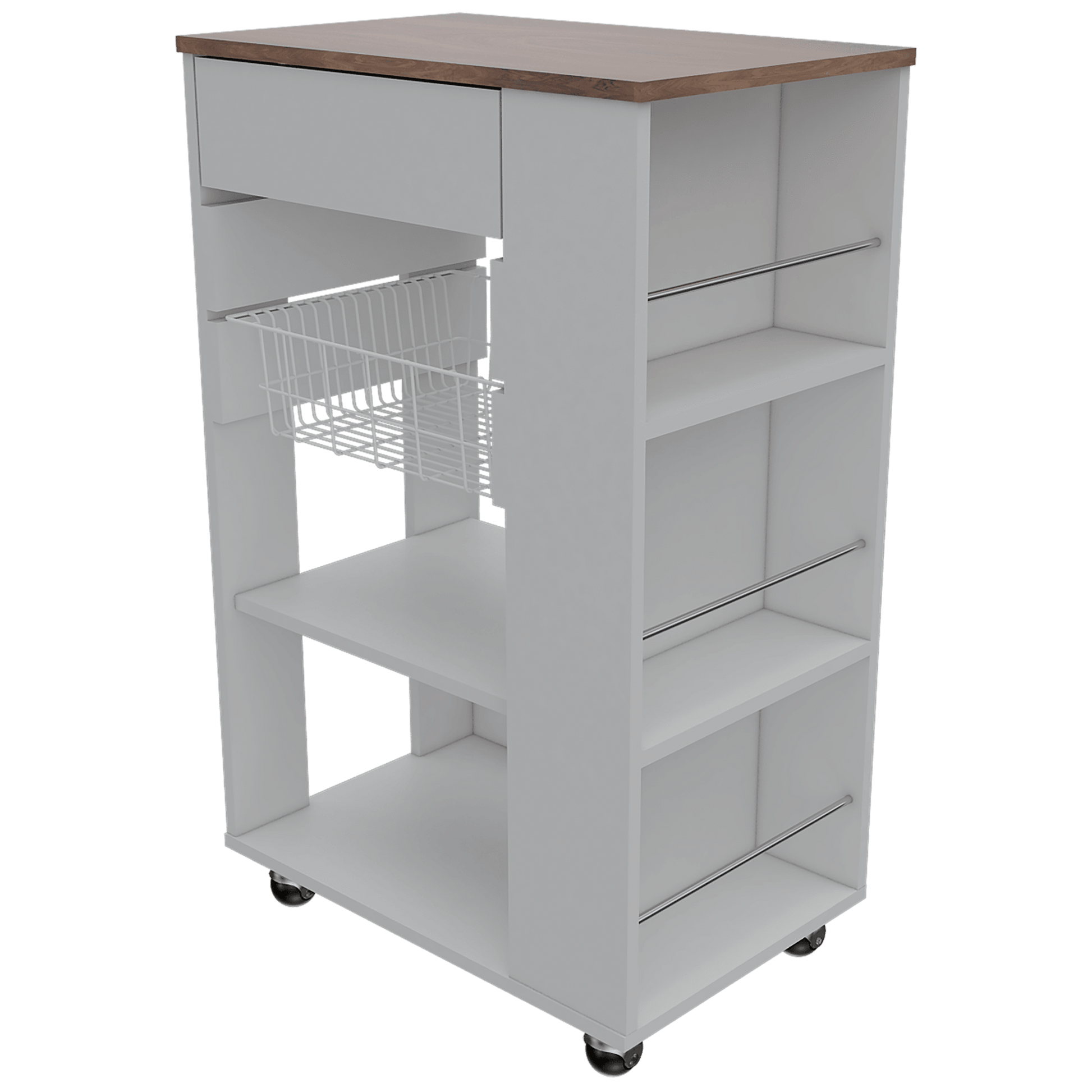 Mueble Organizador de Cocina Carrizal color Blanco y Café claro para Cocina.