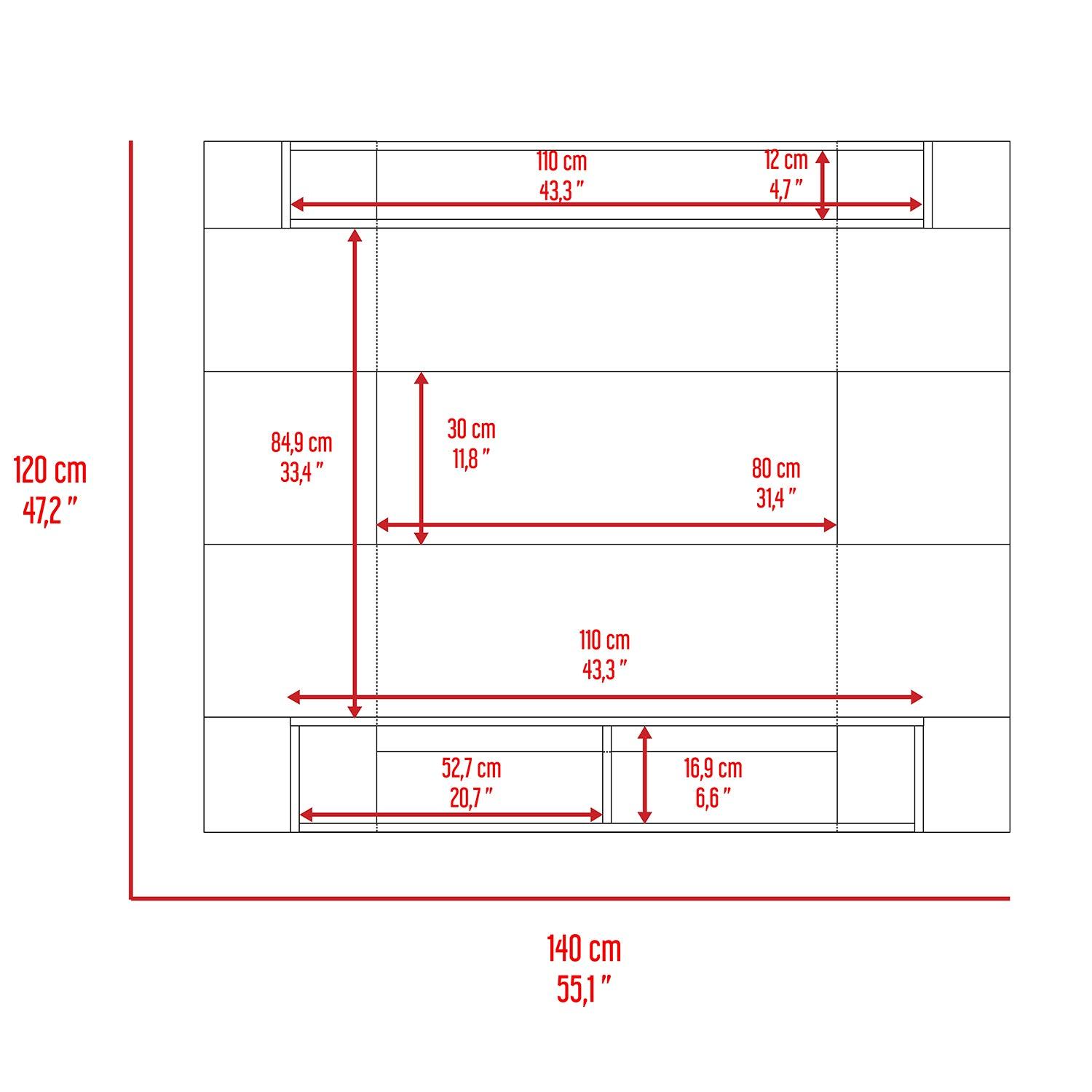 Panel de Tv Chares, Plata Oscuro y Macadamia, con Espacio Para Televisor de Hasta 55 Pulgadas - VIRTUAL MUEBLES