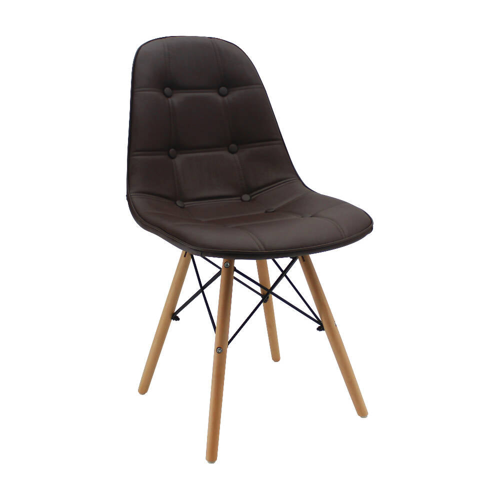 Kit por 4 Silla Botones Eames Acolchada - Café