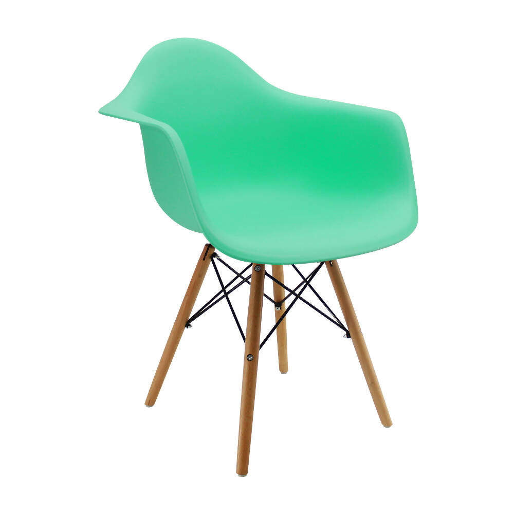 Silla Eames Con Brazos Patas en Madera - Verde Menta