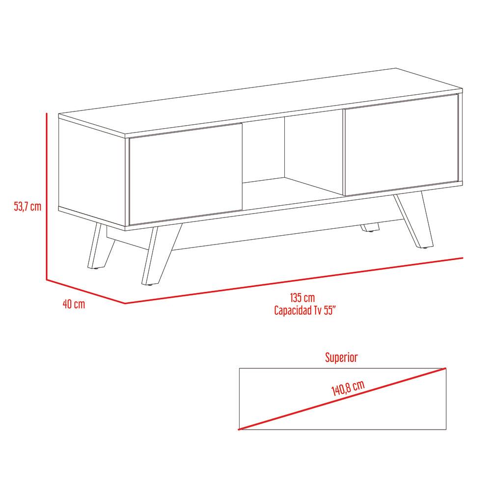 Mesa de Tv Rizzo, Castaño y Blanco Duqueza, con Espacio Para Televisor - VIRTUAL MUEBLES